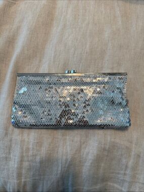 Aldo Silver Sequin Frame Clutch